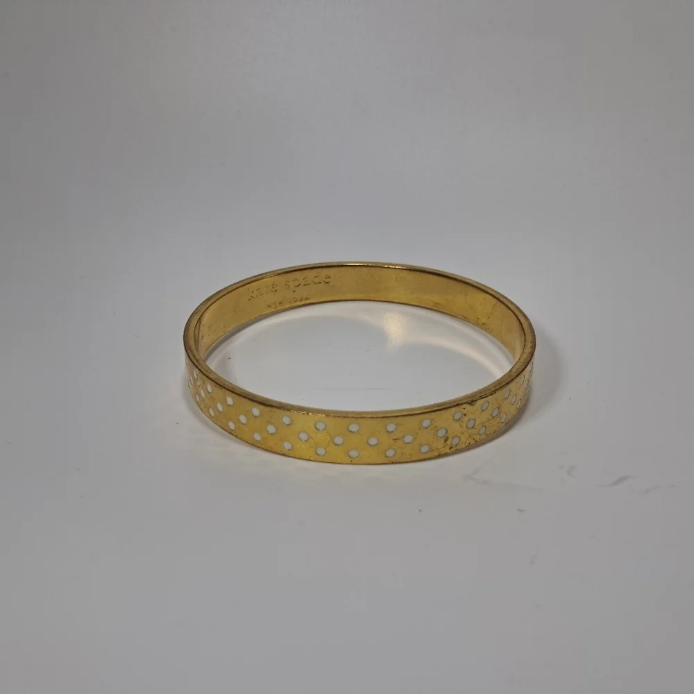 Kate Spade NY On The Dot Gold Tone Bangle Bracelet - Picture 8 of 9